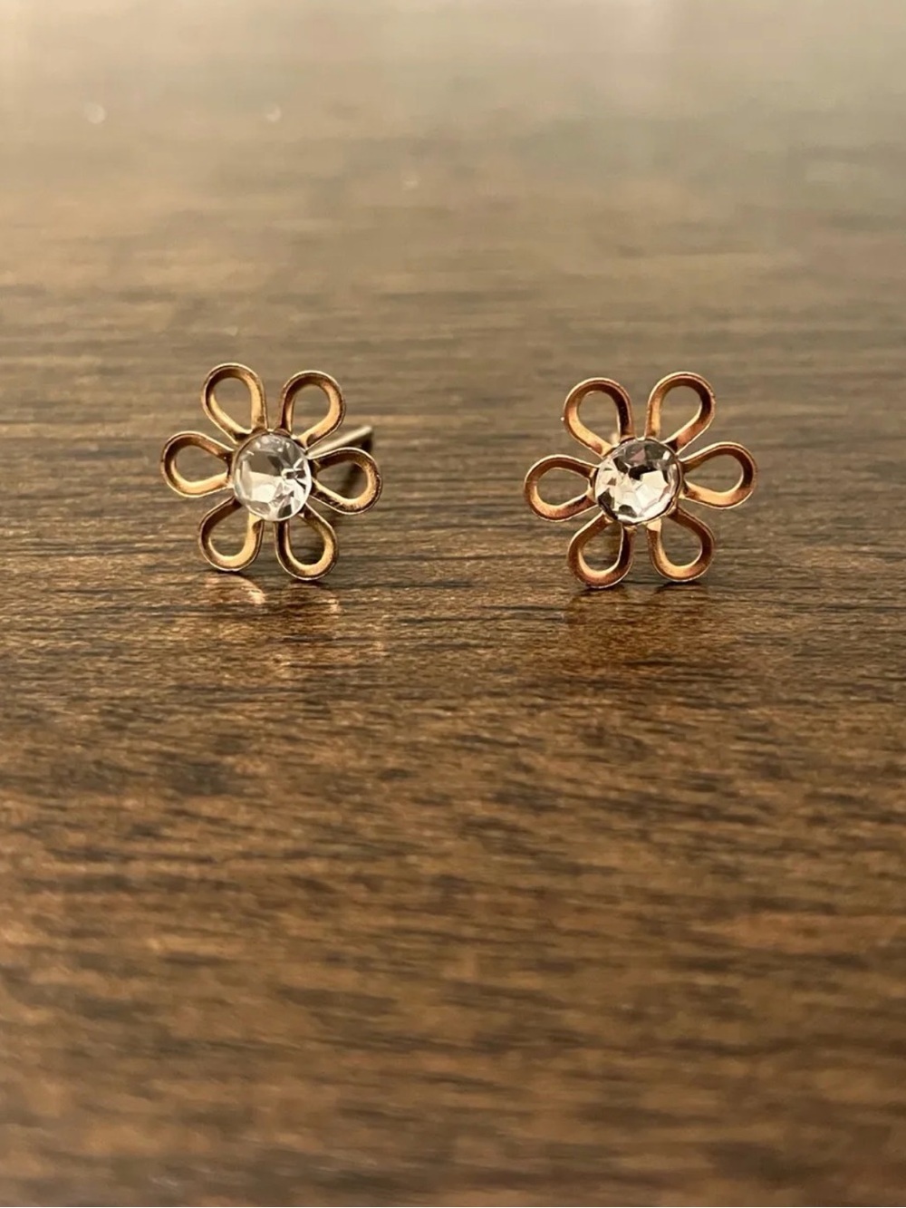 Gold Crystal Daisy Stud Earrings